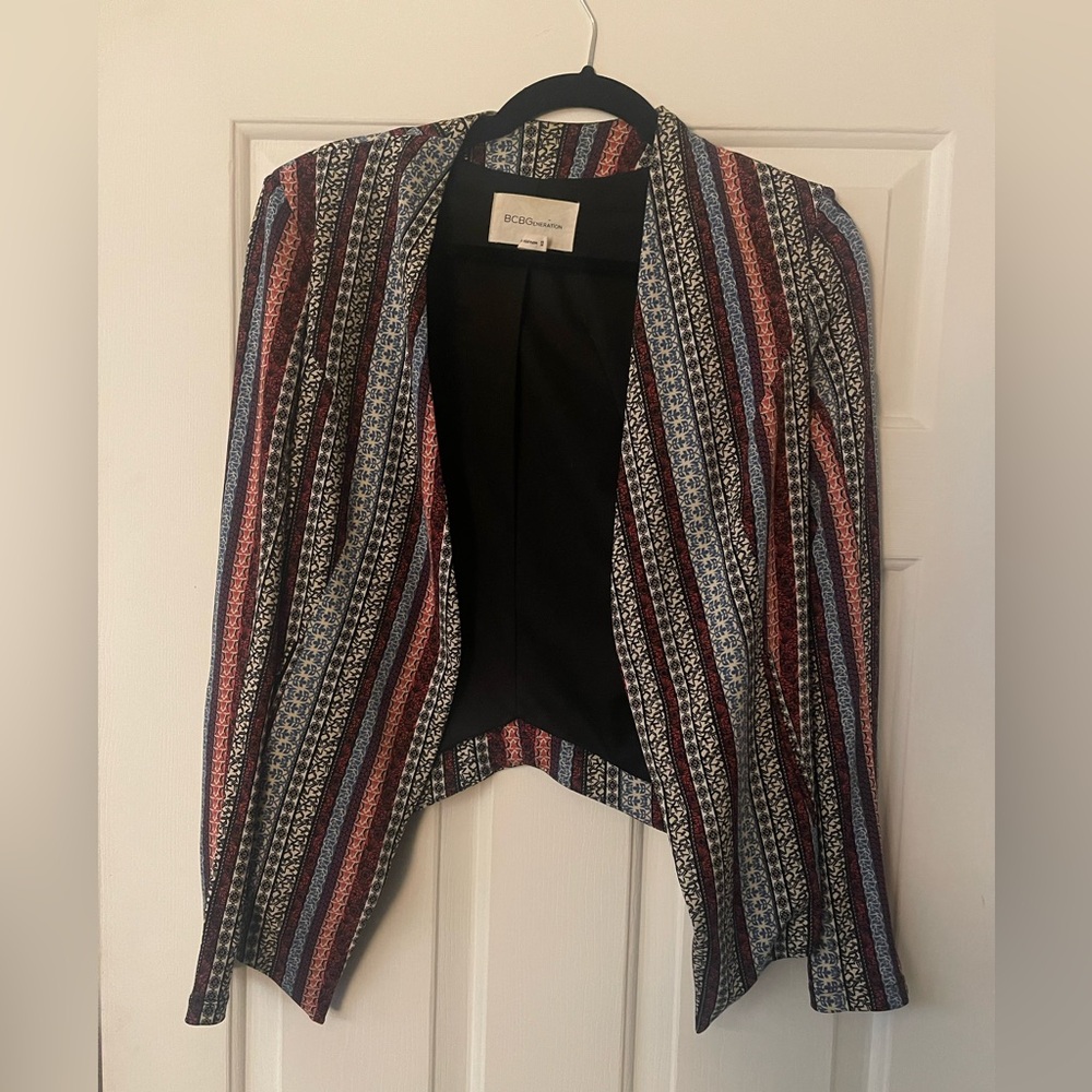 BCBGeneration Women's Striped Blazer in Red, Blue, and Black